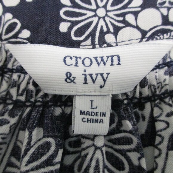 Crown & Ivy top NAVY blue & white, soft V neck, lightweight & flowy size L - Picture 2 of 8